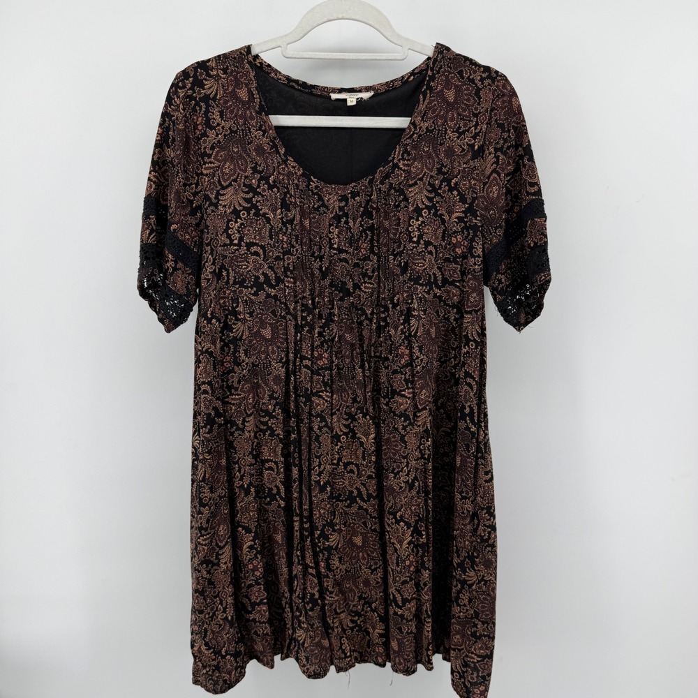 entro Black and Brown Paisley Mini Dress